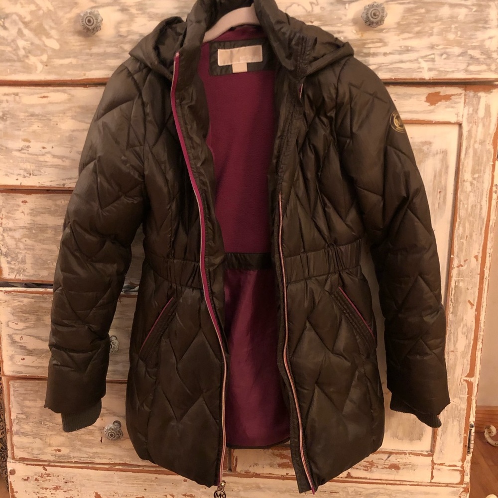 Michael Kors olive green puffer jacket